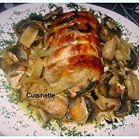 recette Rôti de porc aux champignons.