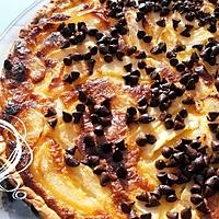 recette Tarte aux poires à la crème et aux pépites de chocolat.