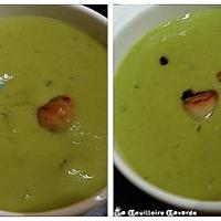 recette Velouté de petits-pois à la menthe et noix de pétoncle snackées