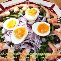 recette Salade de haricots verts accompagnée de crevettes