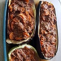 recette Aubergines farcies au bœuf carotte