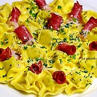 recette Tortelloni sauce au curcuma et magret d'oie fumé