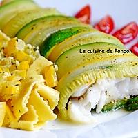 recette Filet de cabillaud enrobé de courgettes verte et jaune cuit à basse température