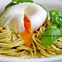 recette Spaghetti au pesto et oeuf poché, végétarien