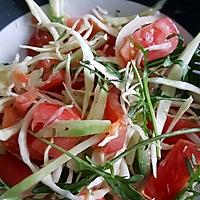 recette Salade minceur au choux blanc, concombre, tomates, avocat et roquette
