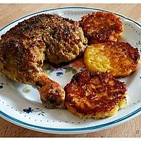 recette Cuisses de poulet gratinées purée d'olive - galettes de pommes de terre