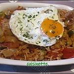 recette Riz aux légumes aux œufs sur le plat.