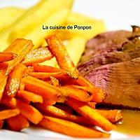 recette Magret de canard cuit à basse température, sauce grand veneur accompagné de frites de pomme de terre et carotte