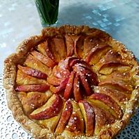 recette La divine mi-tourte  mi-tarte sa garniture de  crème pâtissière  pommes , bananes au bon goût de spéculoos