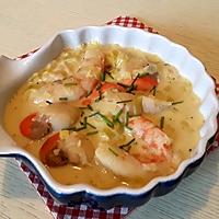 recette Matelote de St-Jacques et gambas aux poireaux au thermomix