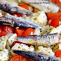 recette Tomates rôties à la feta et aux petites sardines
