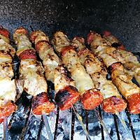 recette Brochettes poulet ananas chorizo