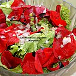 recette Salade verte (laitue ou autre) aux coquelicots et ovaires de coquelicot.