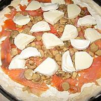 recette pizza saumon, champignon, fromage