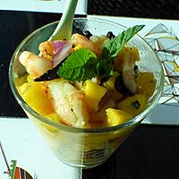 recette Verrines de crevettes mangue et ail noir