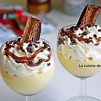 recette Crème au chocolat blanc et caramel au beurre salé, sans farine et sans oeufs