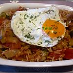 recette Riz aux légumes aux œufs sur le plat.