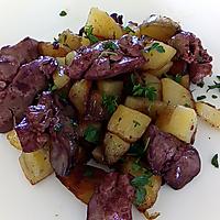 recette pomme de terre sautée aux foie de volaille confits