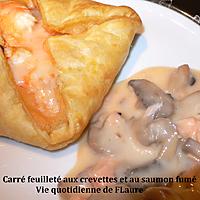 recette Carrés feuilletés aux crevettes et au saumon fumé