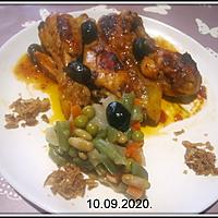 recette Pilons de poulet sauce tomates Provençale.macédoine de légumes.