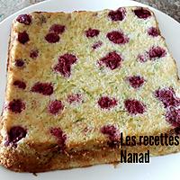 recette Gâteau courgette (version chocolat blanc, framboises)