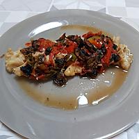 recette Papillote de cabillaud aux tomates, aux poivrons et aux champignons