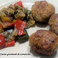 recette Boulettes de viande aux pois chiche et poêlée de légumes d’été