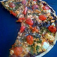 recette Pizza diététique au Saumon, Poivrons, et cancoillotte !