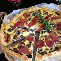 recette Tarte aux champignons de Paris et bresaola