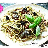 recette spaghetti guitare aux olives et aux aubergines