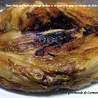 recette Tarte Tatin aux endives fromage raclette et sa sauce à la sauge et au vinaigre de Xérès