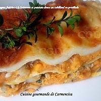 recette Lasagnes fraîches à la butternut et patate douce au cabillaud en persillade