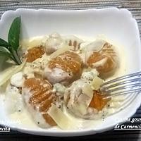 recette Gnocchis de potimarron et patate douce à la sauce au chèvre frais