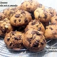 recette Cookies bananes et chocolat noir aux amandes
