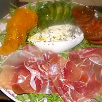 recette Salade roquette,burrata pugliese,jambon de parme,tomates