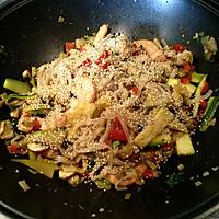 recette Nouilles de riz aux crevettes et légumes