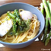 recette Spaghettis à la crème de coco et aux asperges