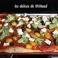 recette pizza brocolis, feta et olives