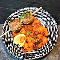 recette BOULETTES DE BOEUF & FRICASSEE DE PATATE DOUCE CAJUN