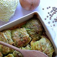 recette Feuilles de chou vert farcies boulgour lentilles