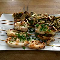 recette Encornets Grillés aux Champignons à la Plancha