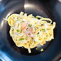 recette Tagliatelles à la carbonara de saumon