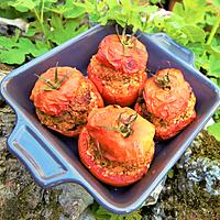 recette TOMATES FARCIES (FARCE /VEAU CEREALES/ PULPE TOMATES)