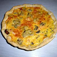 recette Quiche au saumon frais, crevettes roses et champignon de Paris émincés