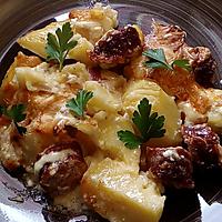 recette gratin de ptd au mont d'or et saucisse de montbéliard