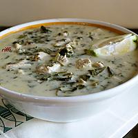 recette Soupe blanche aux aiguillettes de poulet aux épinards-Sauce à la crème au citron