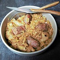 recette CHOU BRAISE AUX SAUCISSES DE VEAU