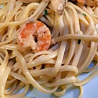 recette Linguines aux crevettes et aux champignons