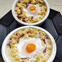 recette oeuf cocotte sur nid de coquillette