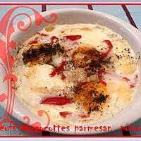 recette oeufs en cocotte poivron et parmesan